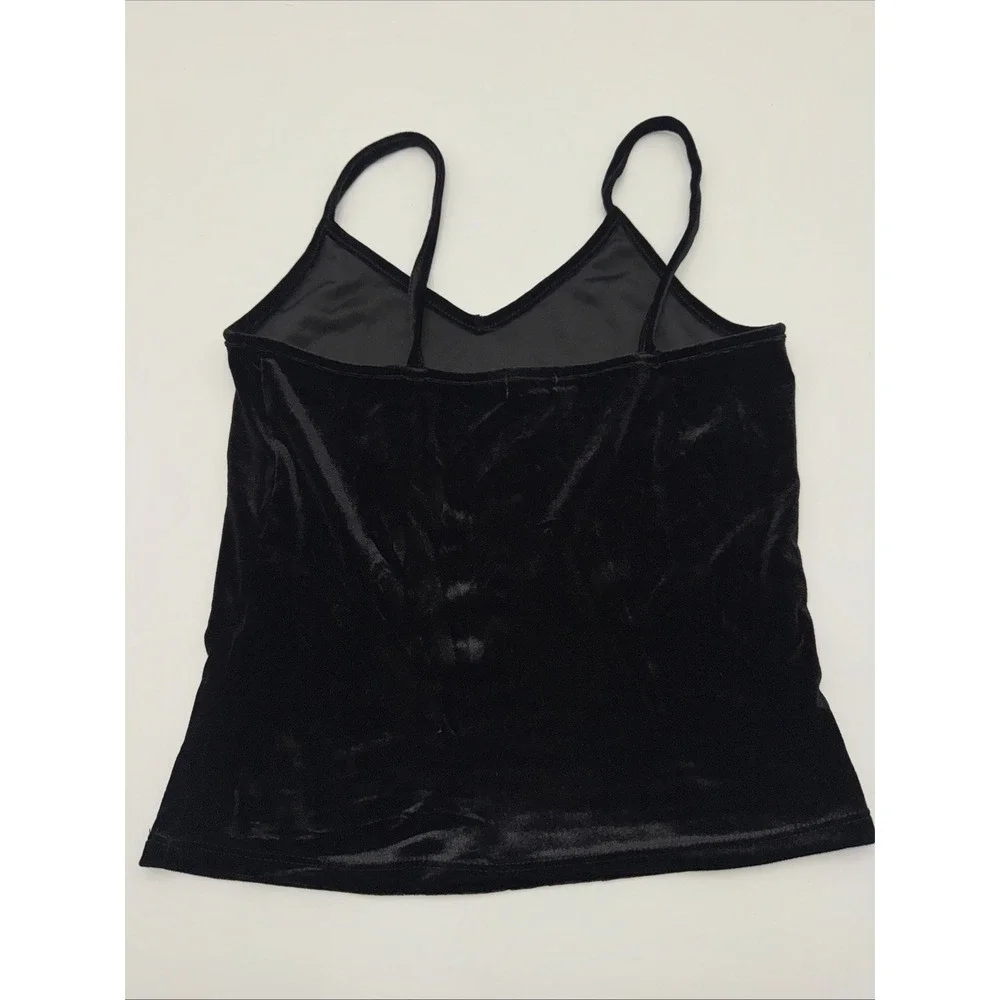 Garage Y2K Black Velvet Whimsigoth Cropped Camisole Tank Top Gothic Size P Small
